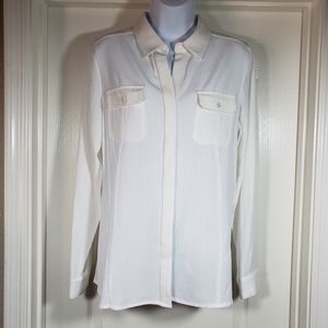 Peter Nygard White Button Up Blouse/Shirt Size 8